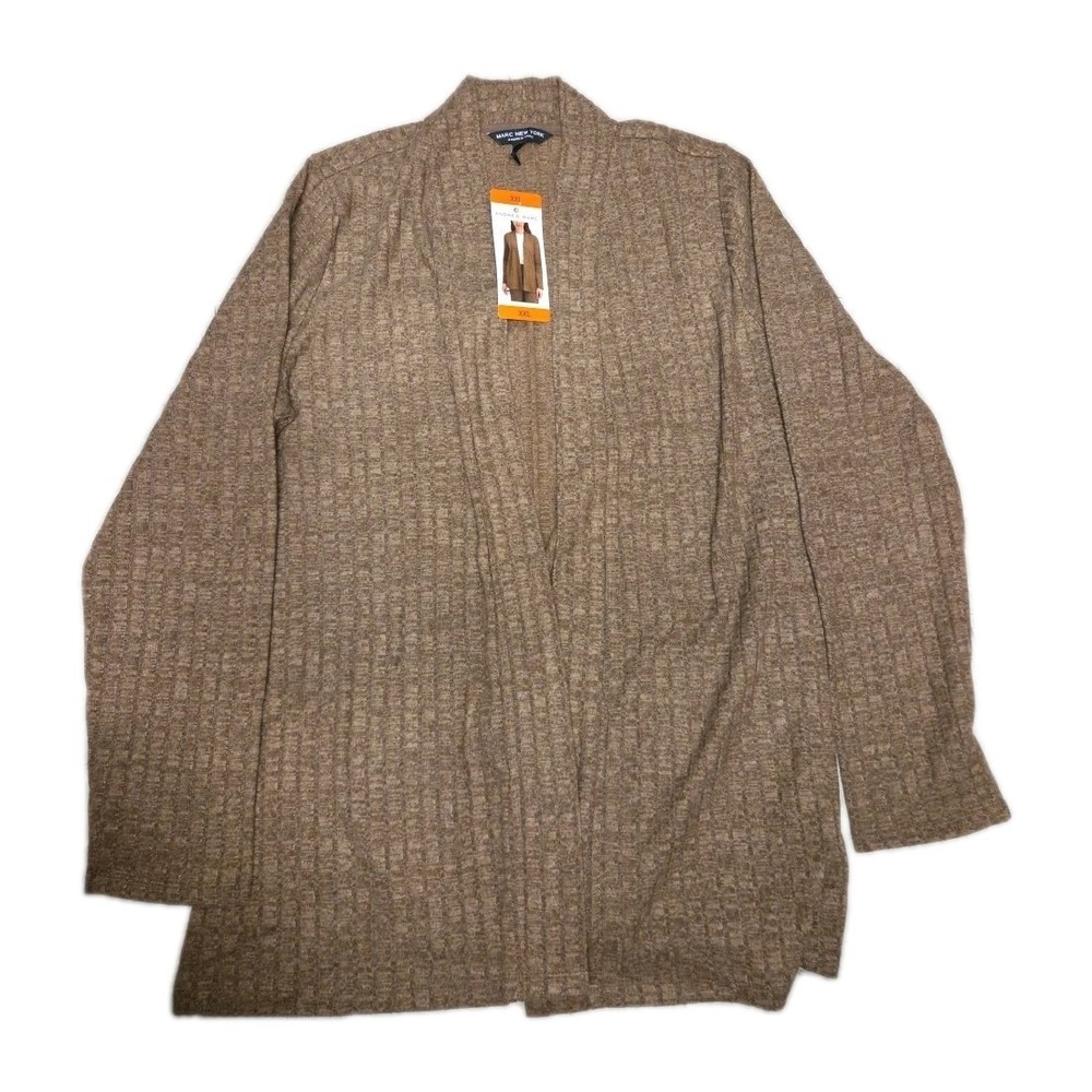 Andrew Marc Women's Cardigan Top Brown XXL